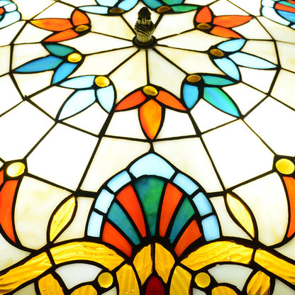 European Tiffany Baroque Round Stained Glass 2/3/4 Light Flush Mount Ceiling Light