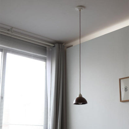 Nordic Minimalist Walnut Dome Ceramic 1-Light Pendant Light