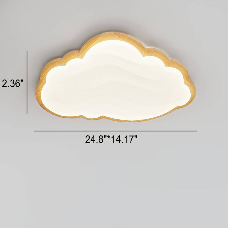 Modern Creative Pure White Cloud Star Wooden Acrylic LED Flush Mount Light
