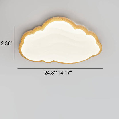 Modern Creative Pure White Cloud Star Wooden Acrylic LED Flush Mount Light
