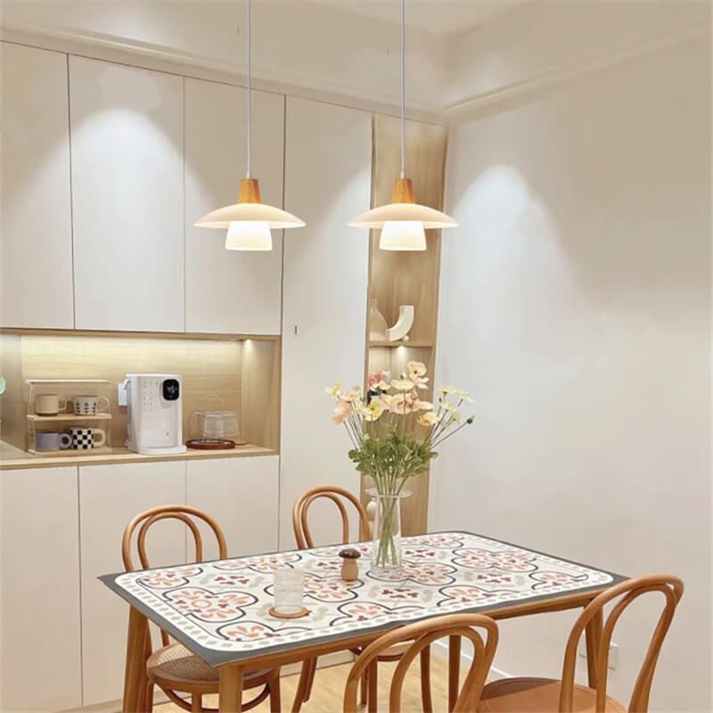 Japanese Minimalist Log Glass 1-Light Pendant Light