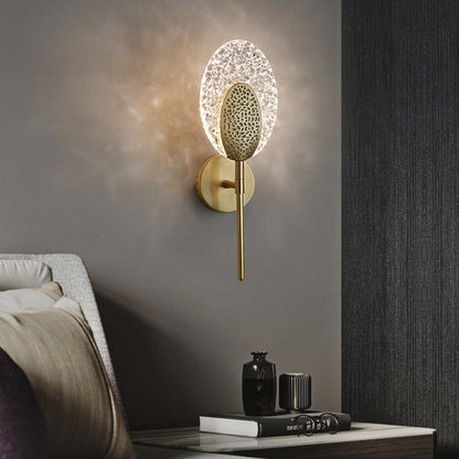 Modern Minimalist Oval Copper Acrylic Zinc Alloy LED Wall Sconce Lamp For Bedroom