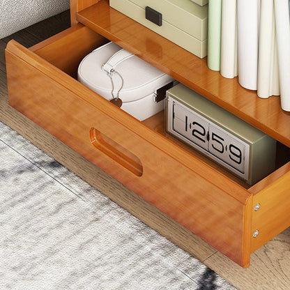 Modern Minimalist Rectangular Desktop Bamboo Nightstand 1/2-Drawer For Bedroom