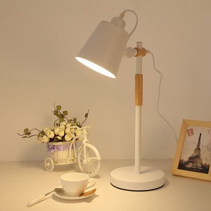 Modern Minimalist Solid Color Wood Hardware 1-Light Table Lamp