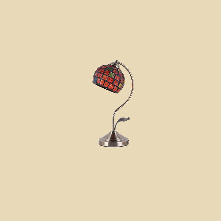 European Vintage Tiffany Round Head Glass Hardware 1-Light Table Lamp