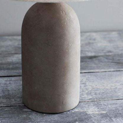 Industrial Gray Fabric Cement Column Base 1-Light LED Table Lamp