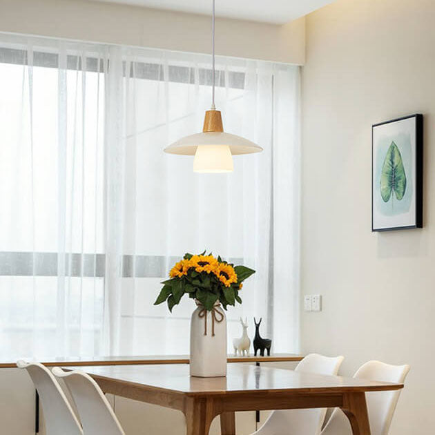 Japanese Minimalist Log Glass 1-Light Pendant Light