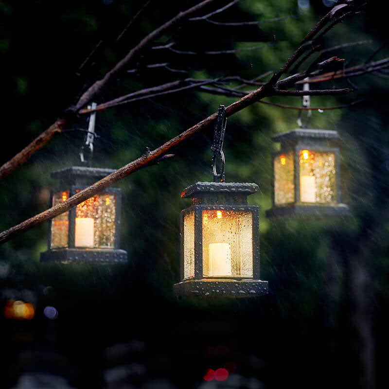 Solar Retro Candle Lantern LED Outdoor Hanging Light