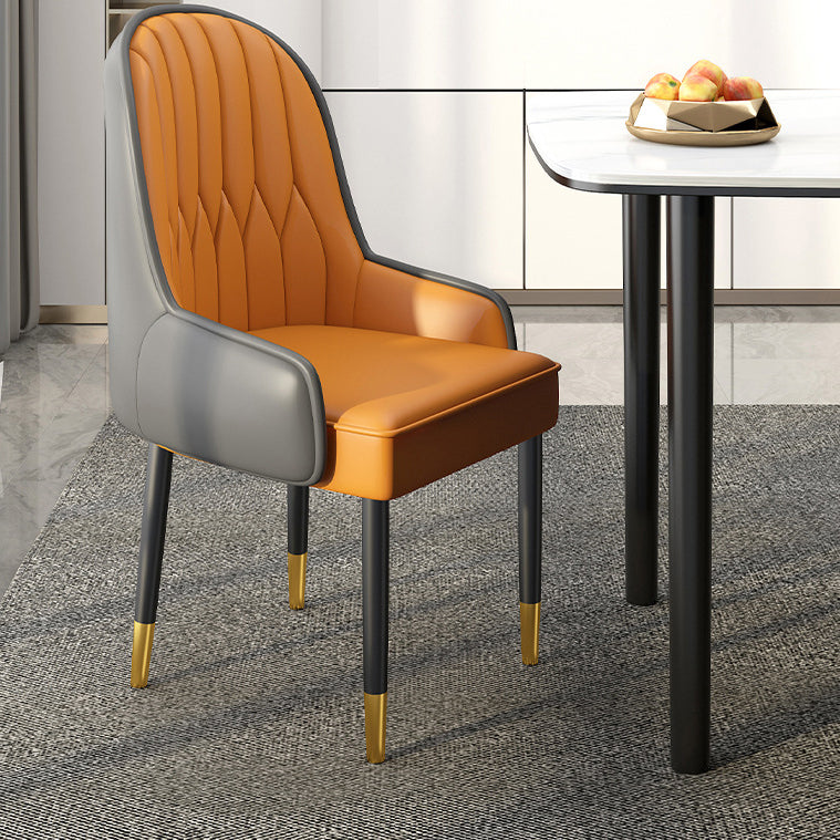 Modern Simplicity Leather Sponge Carbon Steel Metal Square Dining Chair Backrest Armrest For Dining Room