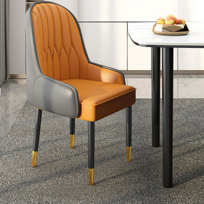 Modern Simplicity Leather Sponge Carbon Steel Metal Square Dining Chair Backrest Armrest For Dining Room