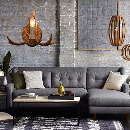Traditional European Antler Resin 1-Light Wall Sconce Lamp For Living Room