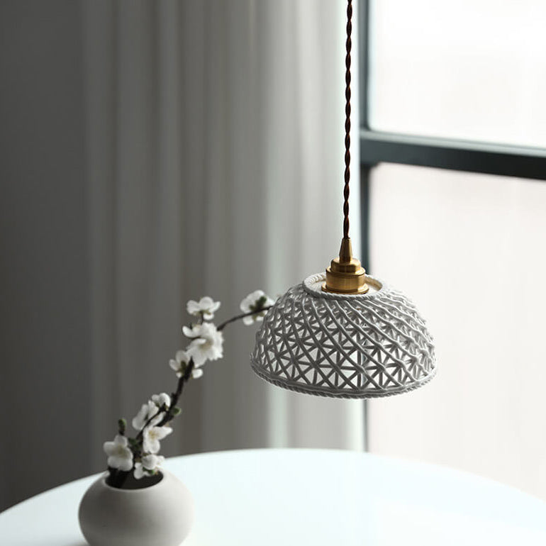 Vintage Ceramic Lattice Design 1 - Light Pendant Light