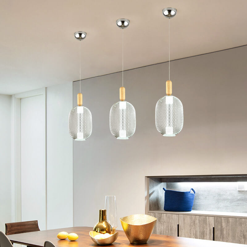 مصباح LED معلق بظل شبكي زجاجي حديث 