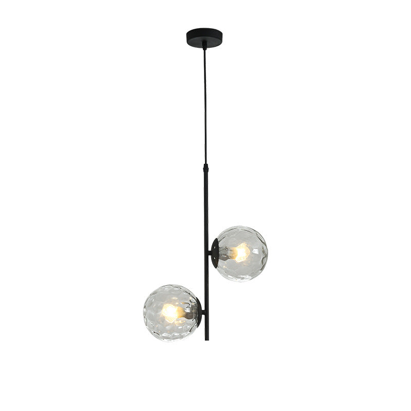 Modern Minimalist Iron Glass 2-Light Chandelier
