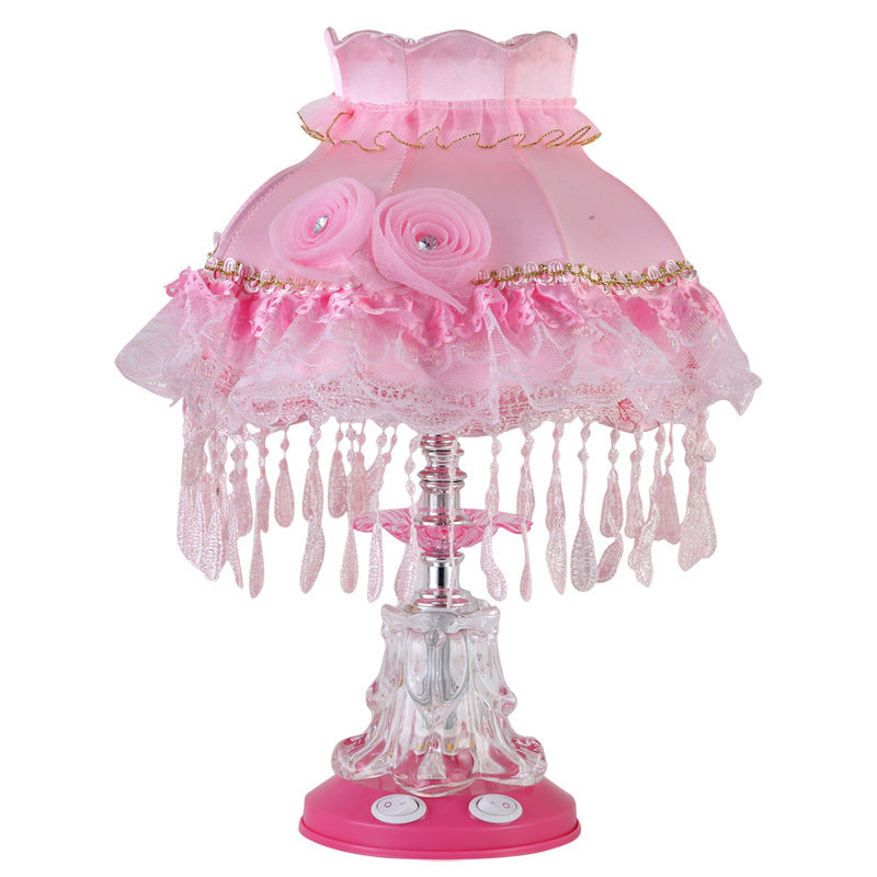 European Style Wedding Fabric Glass 1-Light Table Lamp