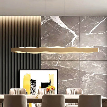 Modern Luxury Stainless Steel Long Bar Acrylic LED Chandelier