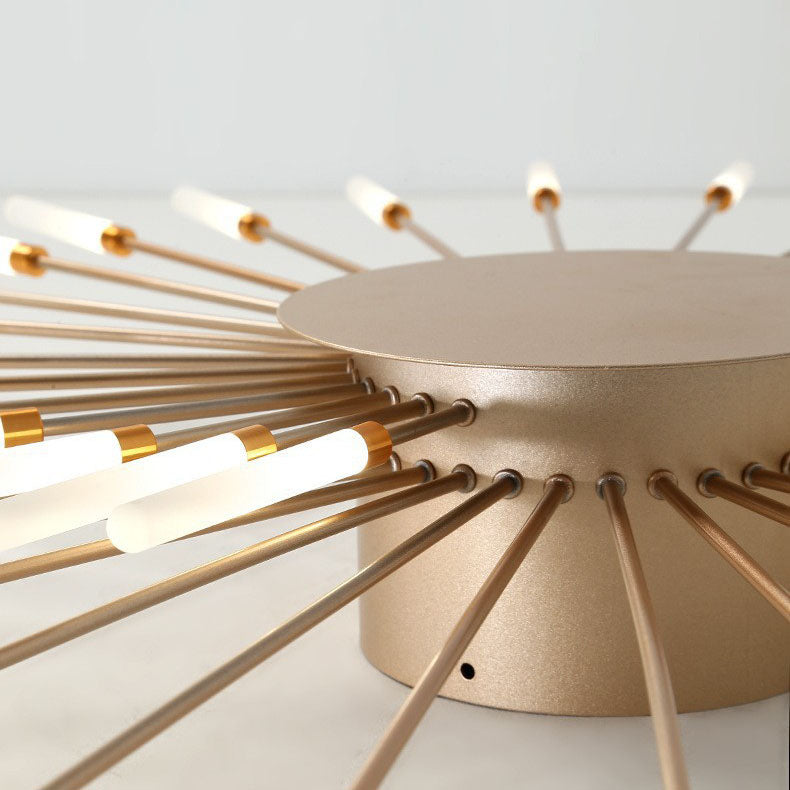 Modern Minimalist Round Radiant Iron Acrylic LED Semi-Flush Mount Ceiling Light For Living Room