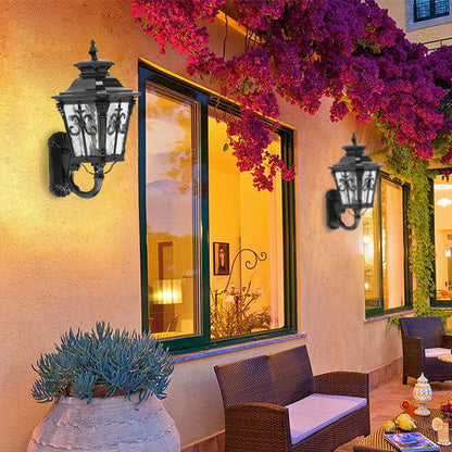 Europe Retro Black Die-Cast Aluminum Glass Outdoor Indoor 1-Light Wall Sconce Lamp