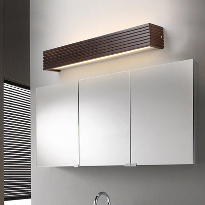 Modern Chinese Walnut Square Bar Vanity LED Wall Sconce Lamp