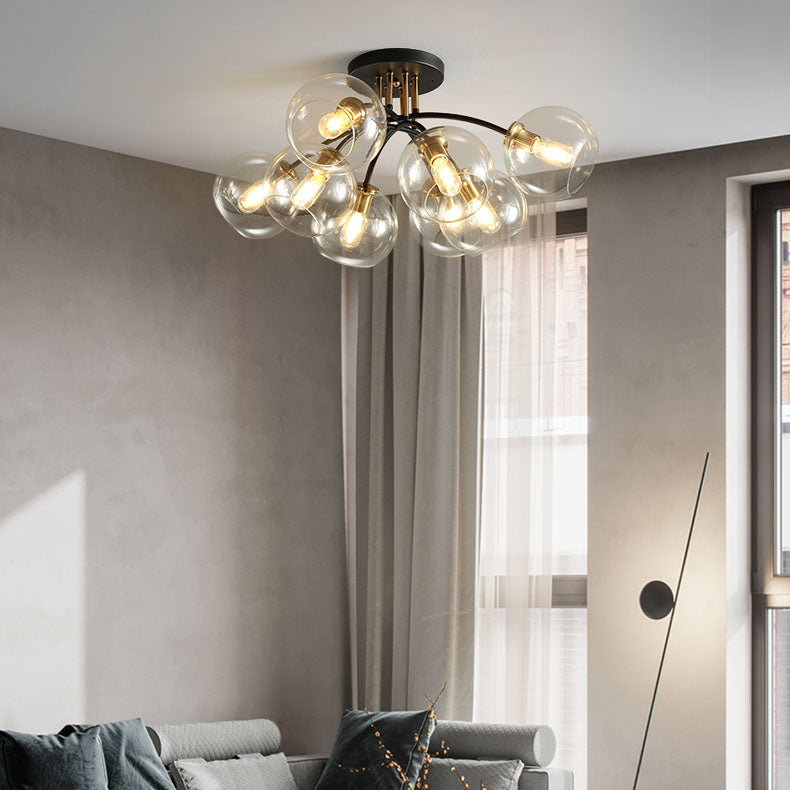Modern Light Luxury Glass Magic Bean Round 4/6/8 Light Semi-Flush Mount Ceiling Light