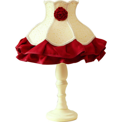 European Vintage Rose Flower Fabric 1-Light Table Lamp