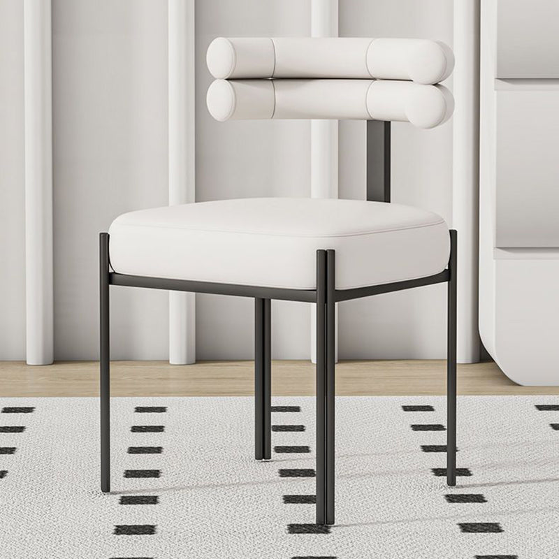 Contemporary Creative Half Arc Square Faux Leather Metal Dining Chair Backrest Armless For Dining Room