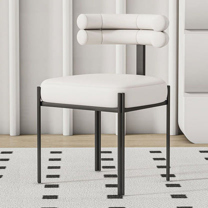 Contemporary Creative Half Arc Square Faux Leather Metal Dining Chair Backrest Armless For Dining Room