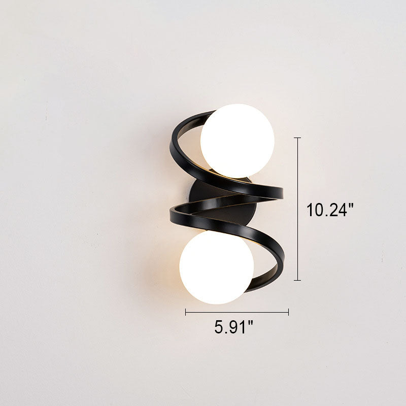 Modern Minimalist Round Ball Iron Glass 2-Light Wall Sconce Lamp