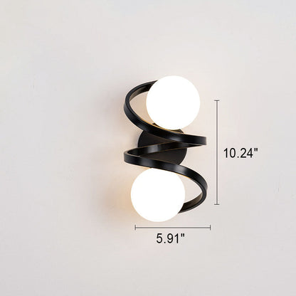Modern Minimalist Round Ball Iron Glass 2-Light Wall Sconce Lamp