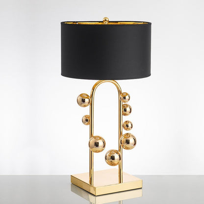 Modern Art Deco Fabric Round Shade Iron Globe Ball 1-Light Table Lamp For Home Office