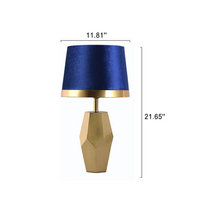 Luxury Art Fabric Metal Geometric Base 1-Light Table Lamp