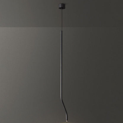 Modern Minimalist Bent Fine Tube All Copper LED Pendant Light For Bedroom