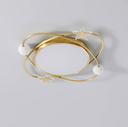 Modern Simple Full Copper Acrylic Creative Star Surround Design LED Flush Mount Light