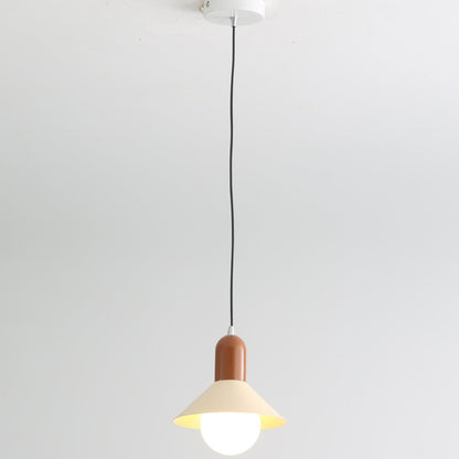 Contemporary Simplicity Macaron Iron Geometric Cone Shape 1-Light Pendant Light For Living Room