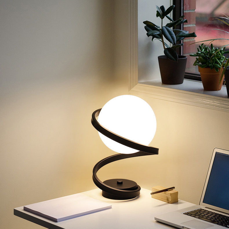 Modern Minimalist Curved Shape Ball Iron Acrylic LED Table Lamp