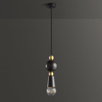 Modern Minimalist Geometric Column Glass Brass 1-Light Pendant Light