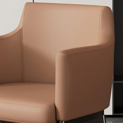Modern Minimalist Square Upholstered Microfiber Leather Metal Dining Chair Backrest Armrest For Dining Room