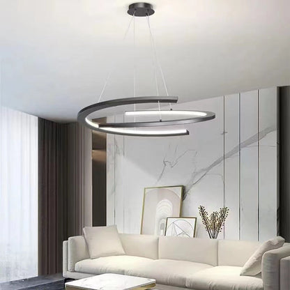 ثريا LED منحنية من الألومنيوم والسيليكون بتصميم عصري بسيط لغرفة المعيشة