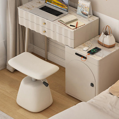 Contemporary Simplicity Rectangular Faux Leather Upholstered Height Adjustable Vanity Stool For Bedroom