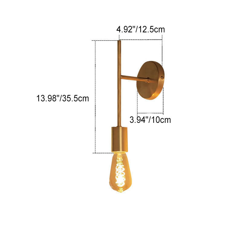 Japanese Simple Iron Long  Short Pole 1-Light Wall Sconce Lamp