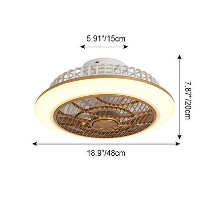 Modern Minimalist Round Cage Iron Acrylic LED Flush Mount Ceiling Fan Light