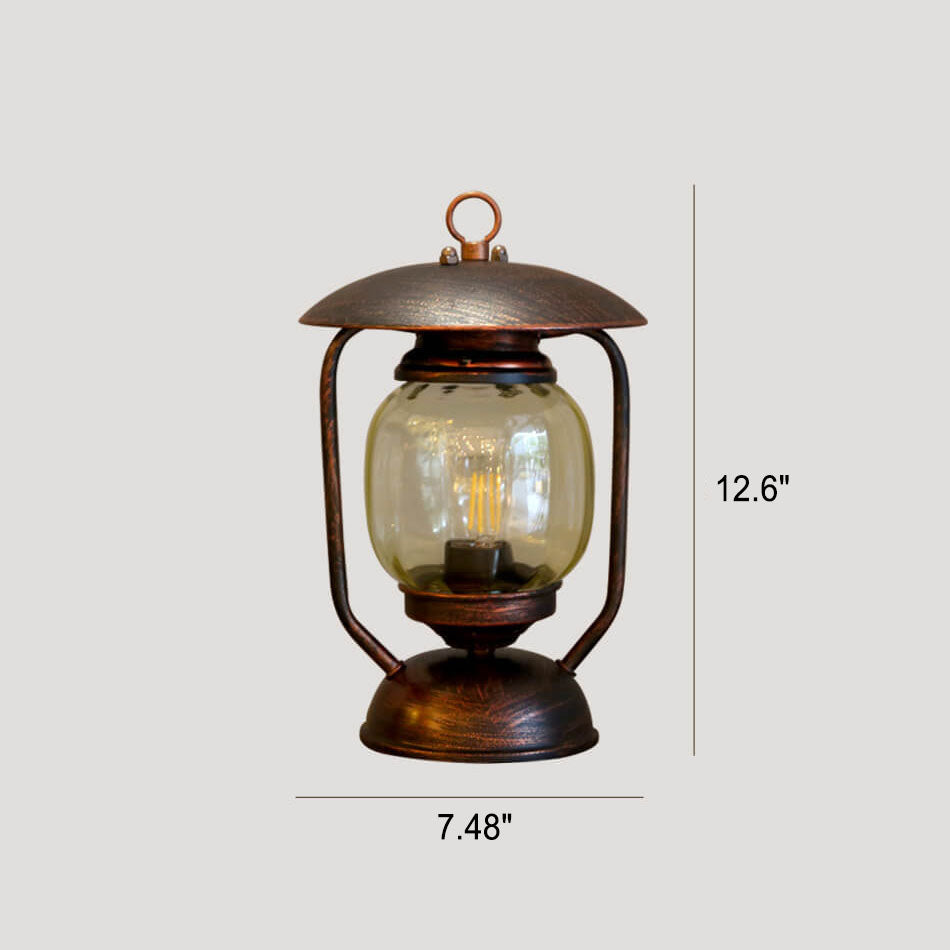 European Retro Wrought Iron Glass 1-Light Table Lamp