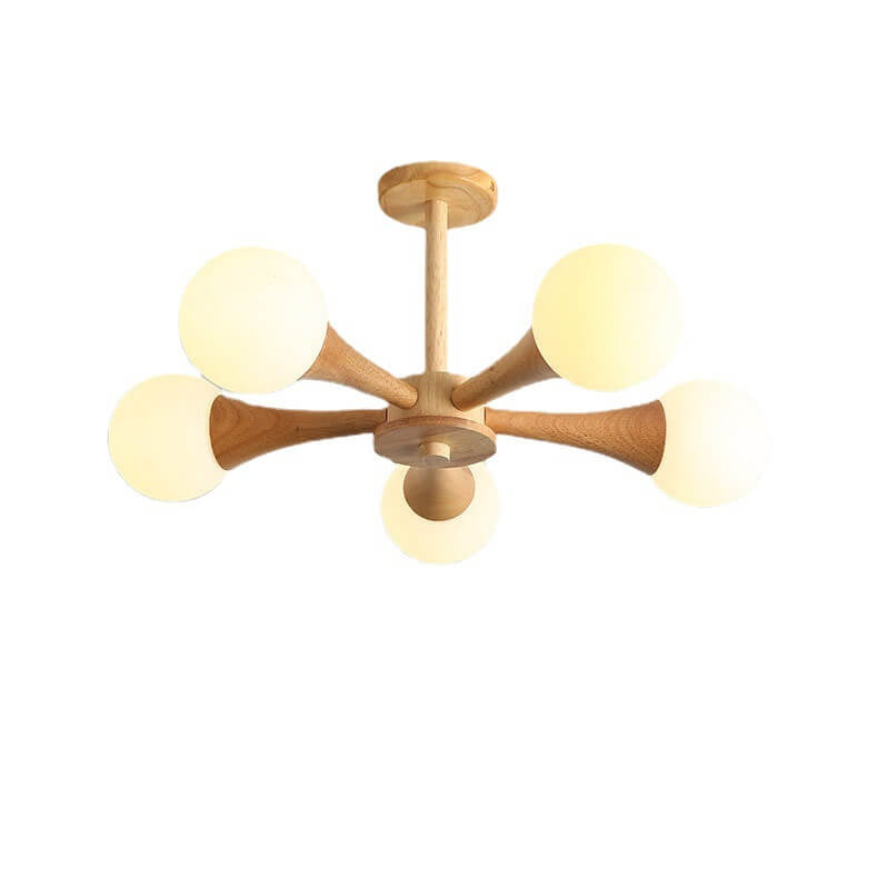 Japanese Log Fork 3/4/5-Light Semi-Flush Mount Light