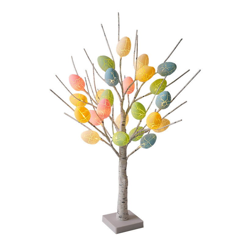 Modern Creative Holiday Decorative Colorful Egg Simulation Tree Plastic LED Table Lamp