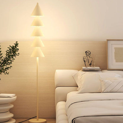 Modern Minimalist Iron PVC Cone Christmas Tree LED Standing Floor Lamp For Living Room
