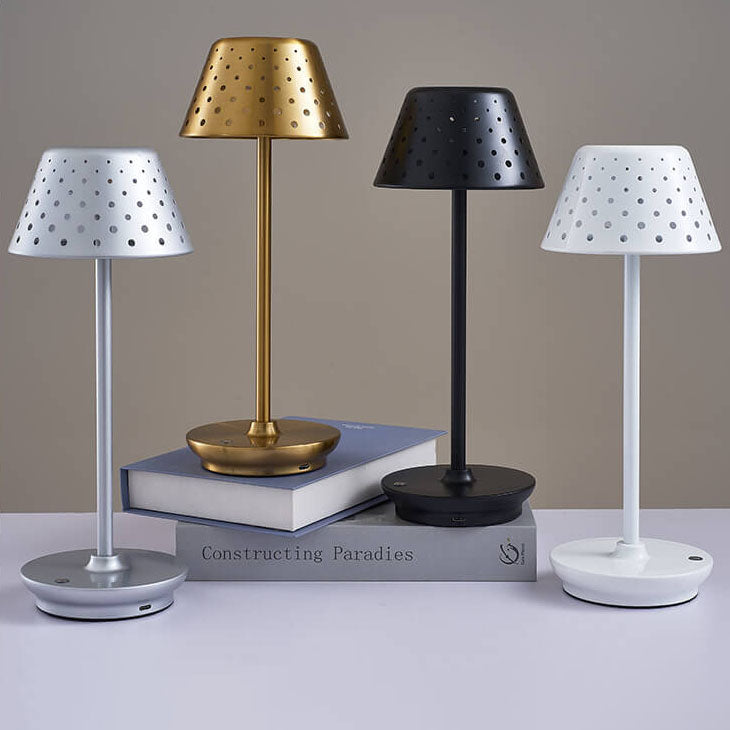 Modern Minimalist Perforated Wrought Iron USB Power-on LED Table Lamp