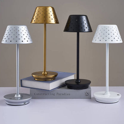 Modern Minimalist Perforated Wrought Iron USB Power-on LED Table Lamp