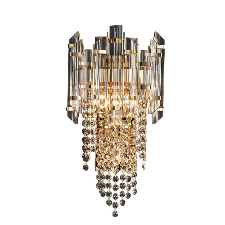 Modern Luxury Crystal Tassel Gold 2/3 Light Wall Sconce Lamp