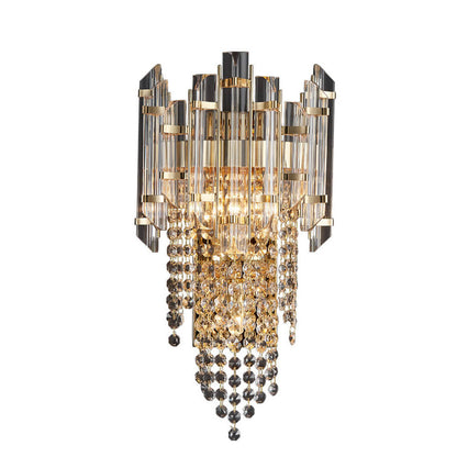 Modern Luxury Crystal Tassel Gold 2/3 Light Wall Sconce Lamp
