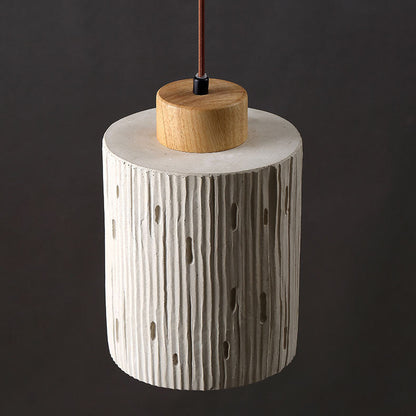 Modern Minimalist Cylinder High Mixed Clay 1-Light Pendant Light For Living Room